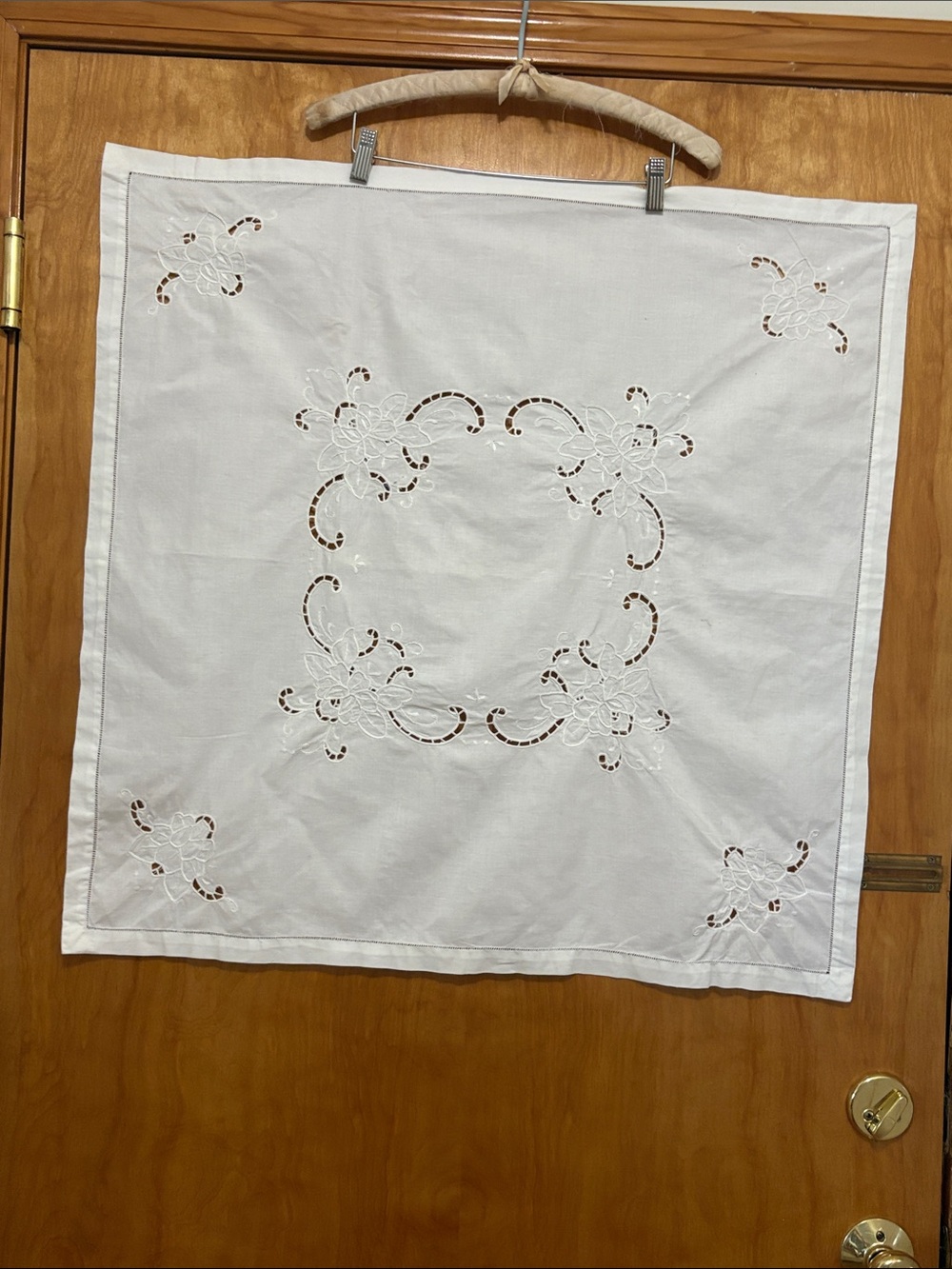 Classic White Cutwork Linen Tablecloth by